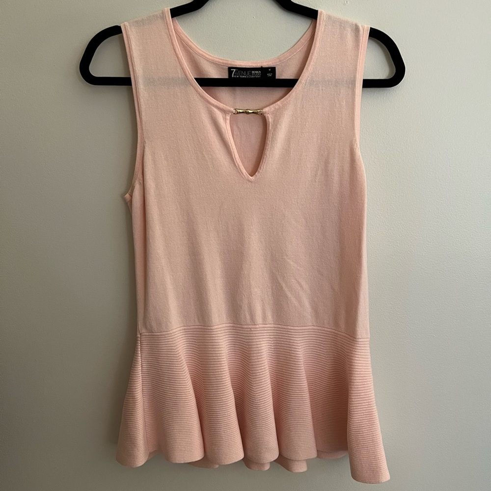7th Avenue Design Studio by New York & Company Pink Peplum Sweater Size M - Picture 1 of 5